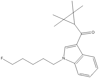 Molecular Structure of 1364933-54-9 ((1-(5-fluoropentyl)-1H-indol-3-yl)(2,2,3,3-tetramethylcyclopropyl)methanone)